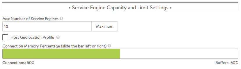 Avi Vantage Service Engine group capacity and limit settings