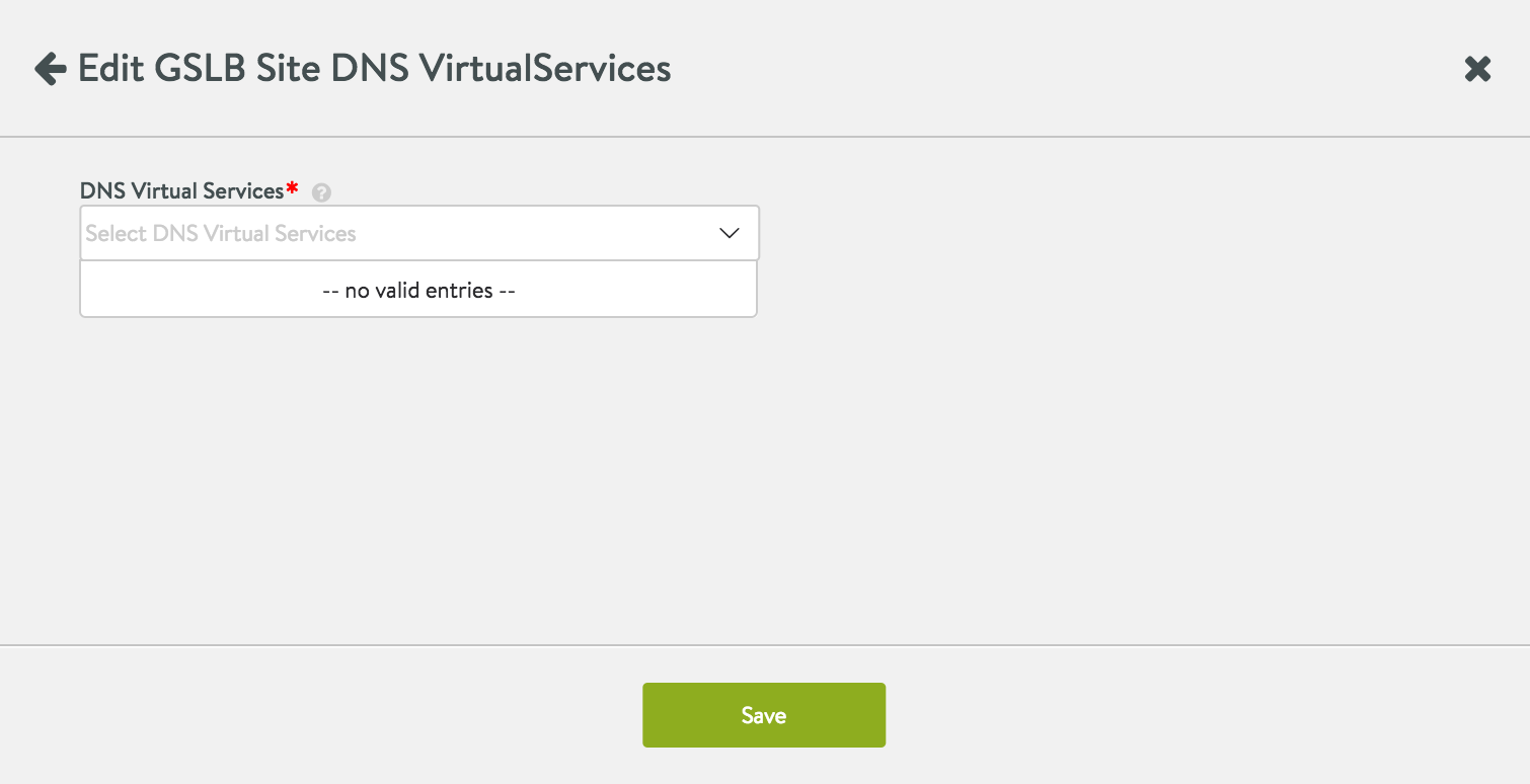 select an existing DNS for the GSLB site
