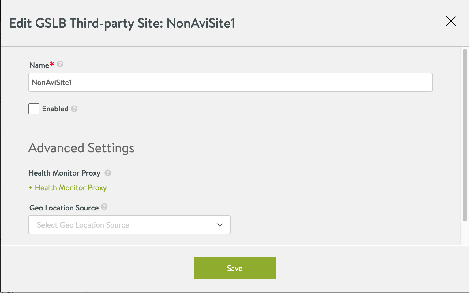 Disable a third-party GSLB site