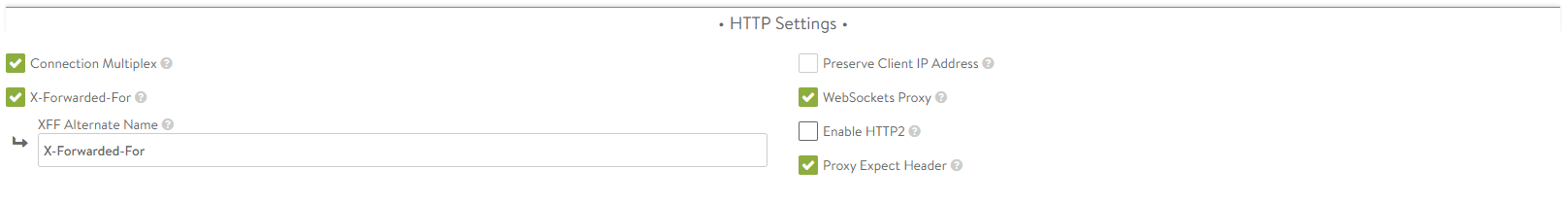 HTTP settings