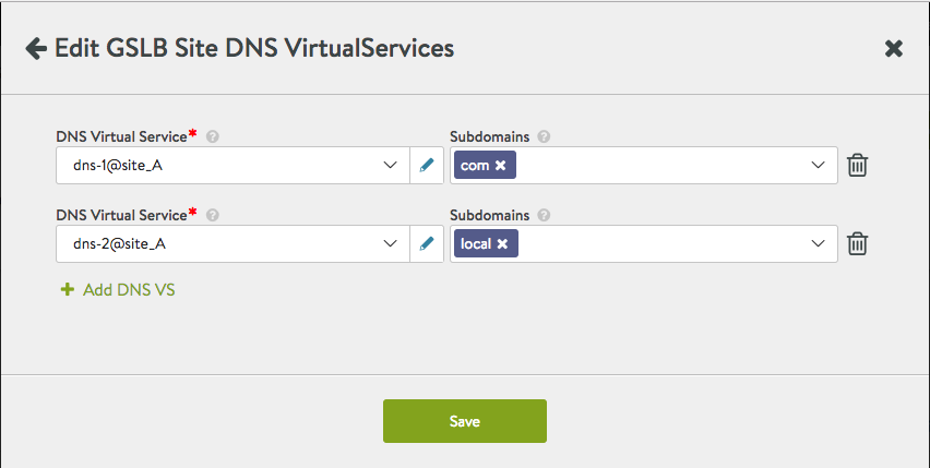 Assigning subdomains to the DNS virtual services